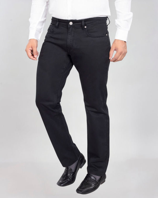 Custom made Pure Black Cotton Stretch Jeanos for Men