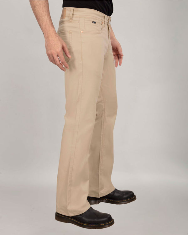 Khaki Cotton Bootcut Fit Jeanos