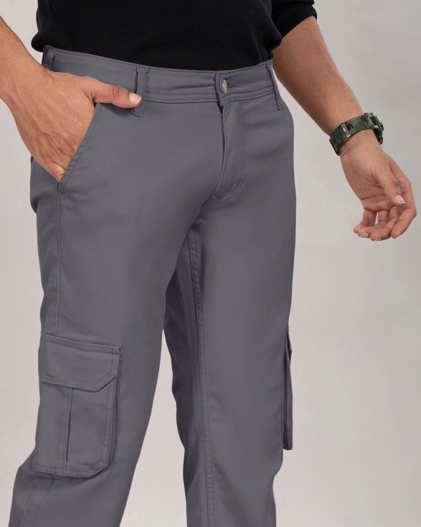 Custom made Charcoal Classic Straight Fit Cotton Cargo for Men