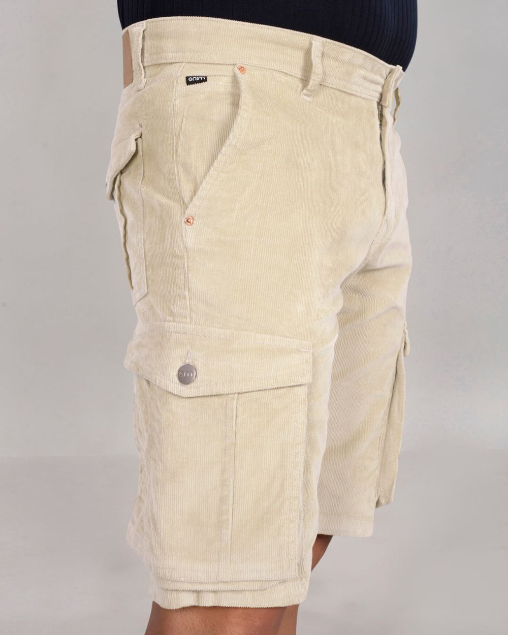Cream Corduroy Cargo Shorts
