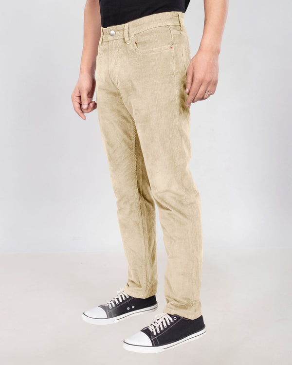 Custom-Made Cream Corduroy Pants for Men