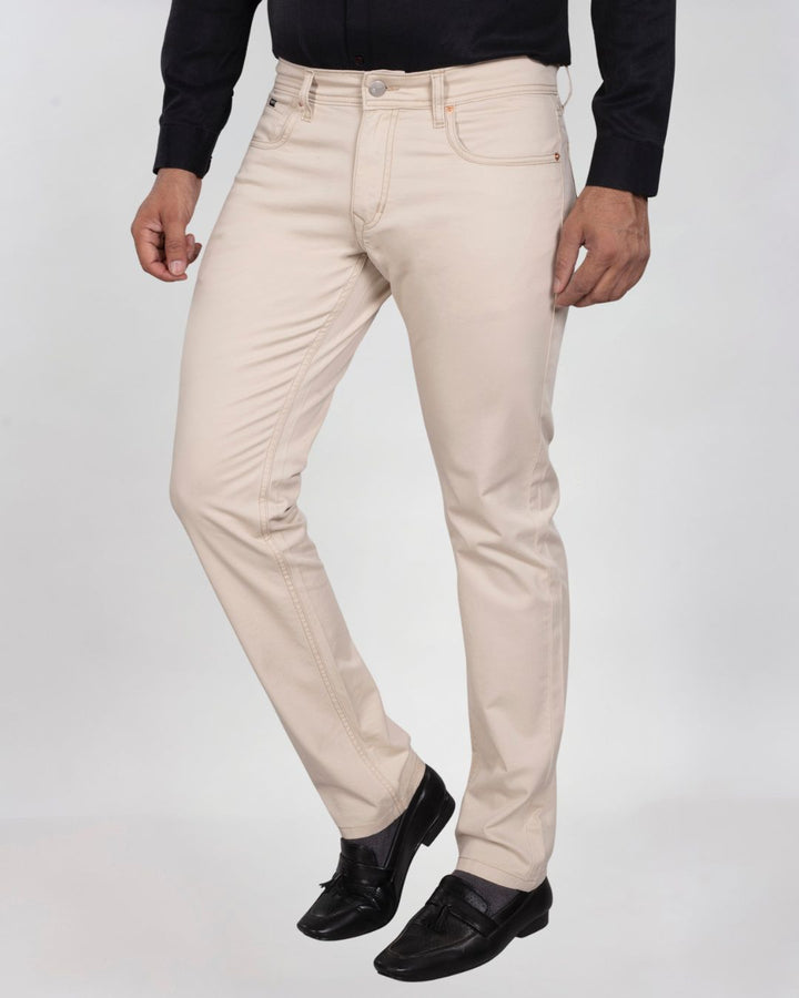 Custom made Cream Cotton Stretch Jeanos for Men