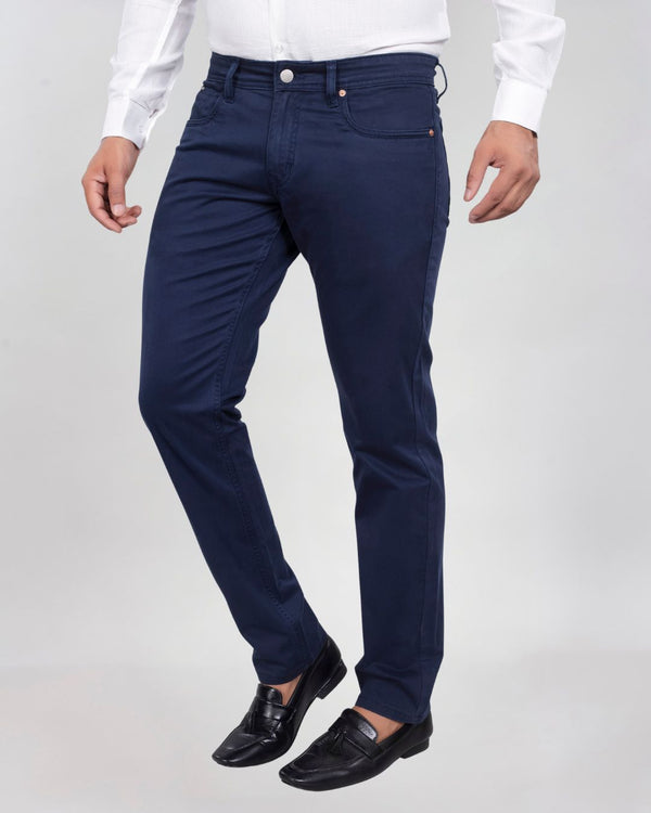 Custom made Deep Blue Cotton Stretch Jeanos for Men