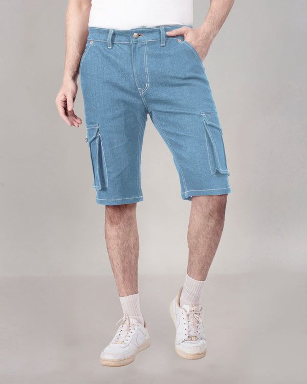 Custom made Glacier Blue Cargo shorts for Men