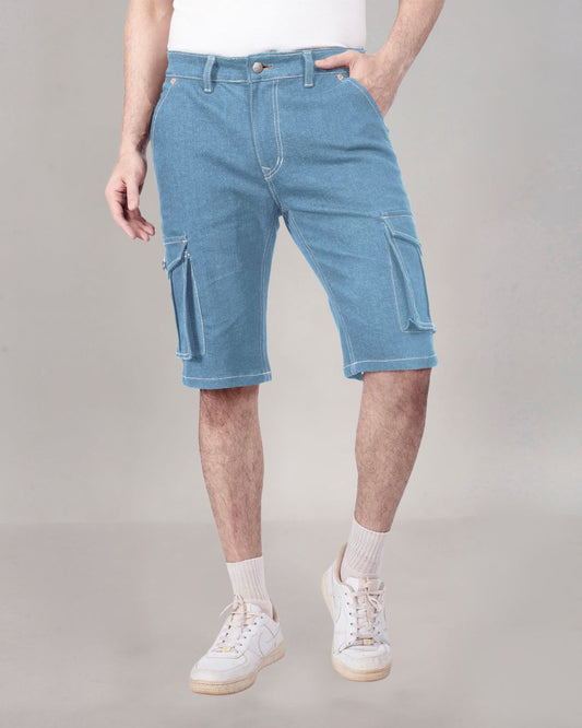 Custom made Glacier Blue Cargo shorts for Men