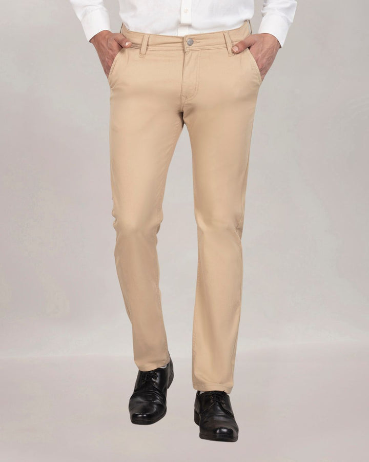 Custom made Khaki Cotton Stretch Chinos for Men