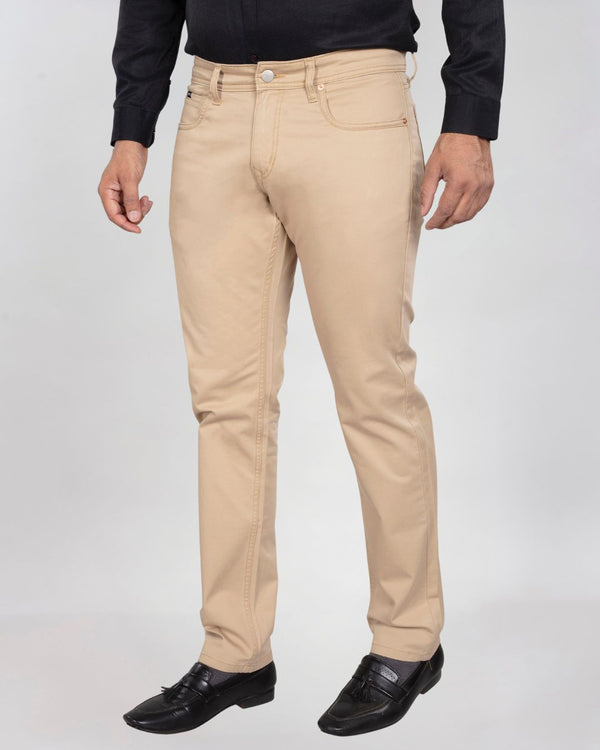 Custom made Khaki Cotton Stretch Jeanos for Men
