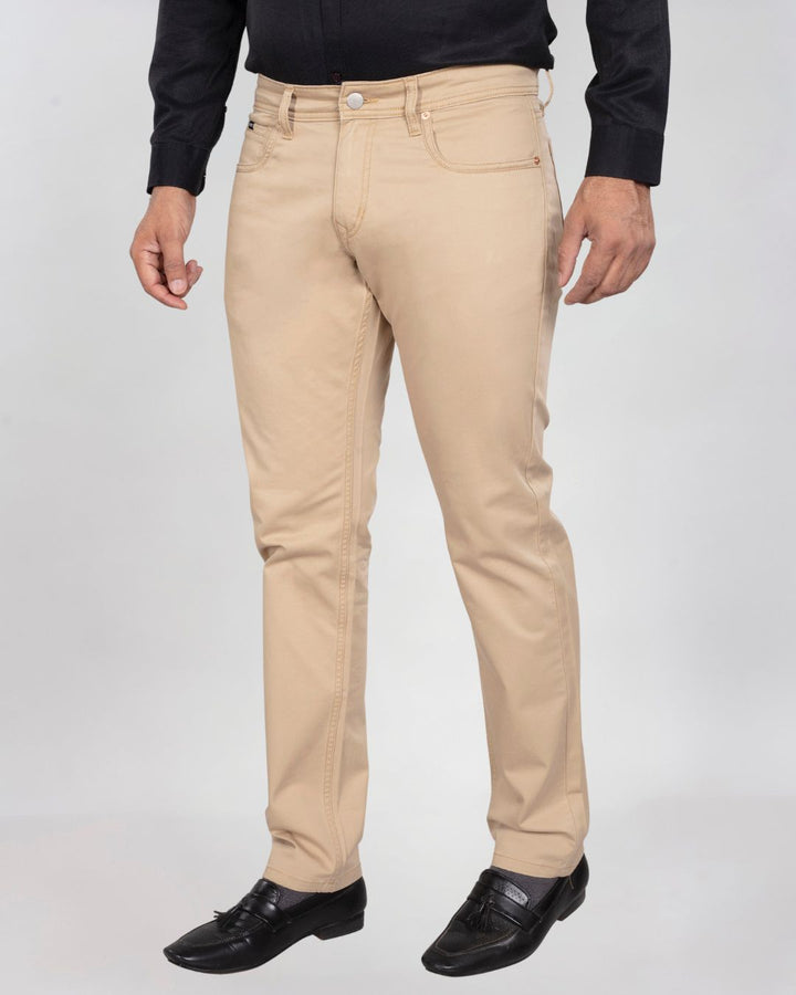 Custom made Khaki Cotton Stretch Jeanos for Men