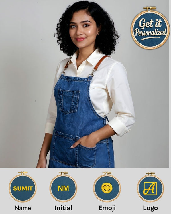 Mid Blue Denim Cross-Back Gordon Aprons