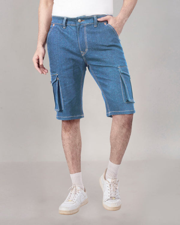 Custom Made Mid Blue Mens Cargo Shorts