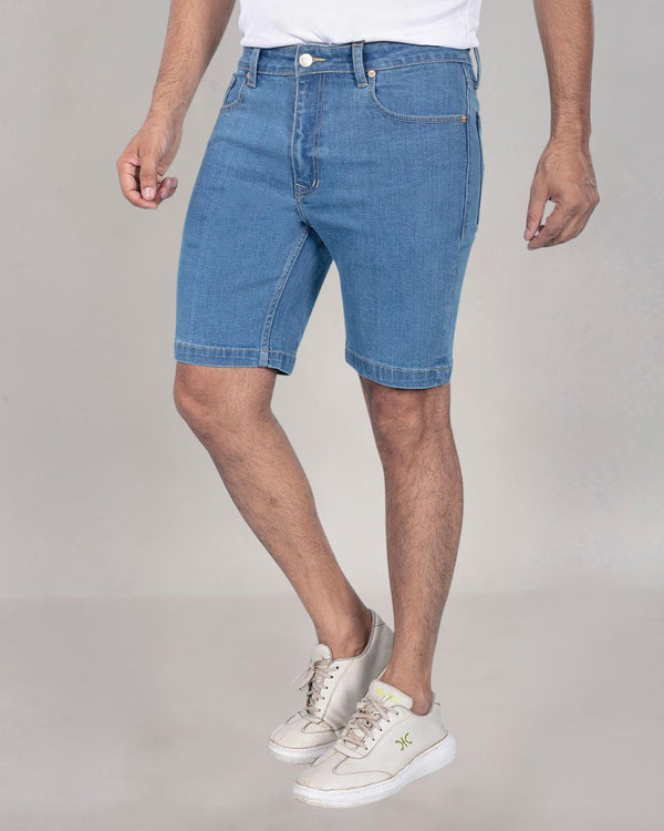 Custom Made Mid Blue Mens Denim Shorts 
