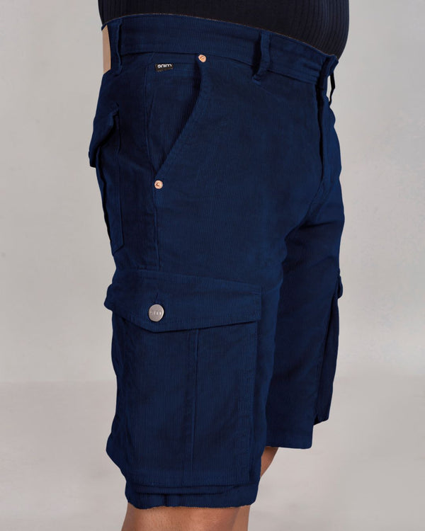 Custom Made Navy Blue Men's Cargo Corduroy Shorts