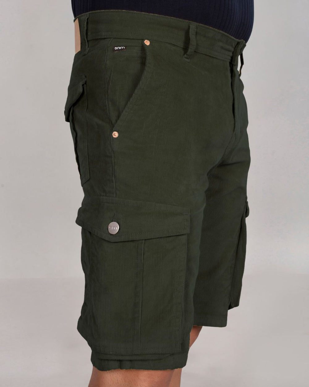 Olive Green Corduroy Cargo Shorts