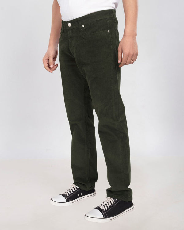 Custom made olive green Men's Straight Fit Corduroy