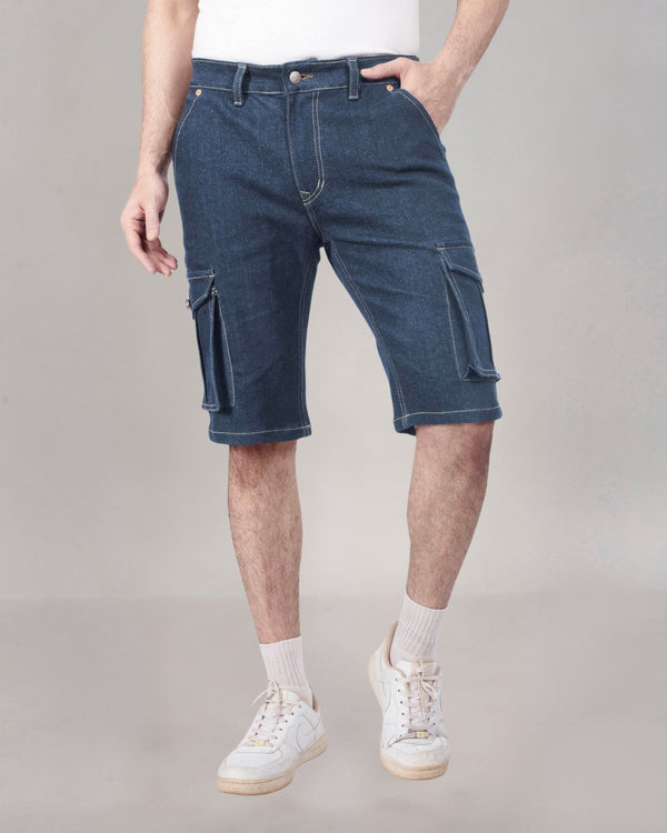 Custom made Raw Indigo Cargo shorts for Men
