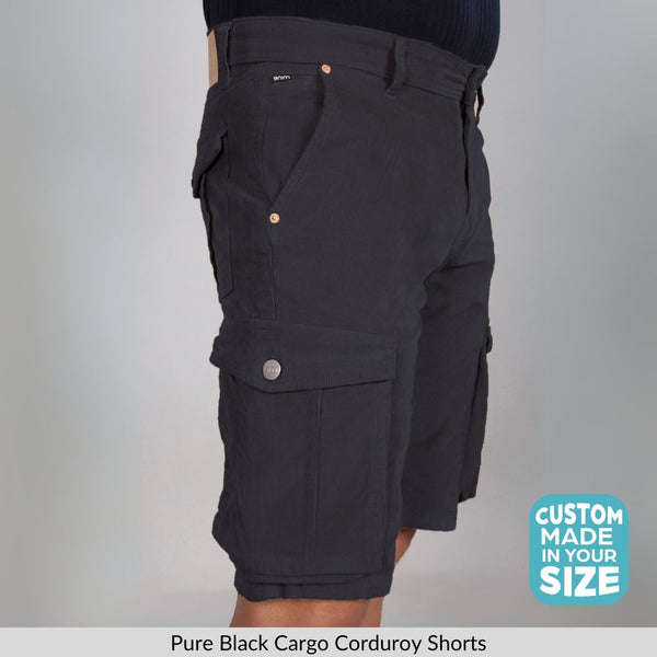 Custom Made Pure Black Men's Cargo Shorts