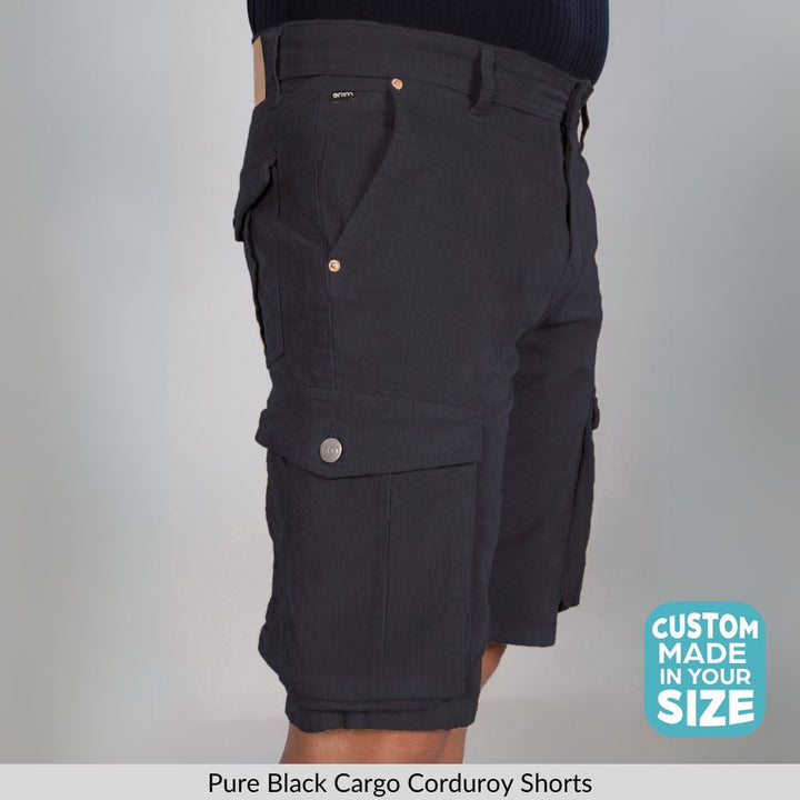 Custom Made Pure Black Men's Cargo Shorts
