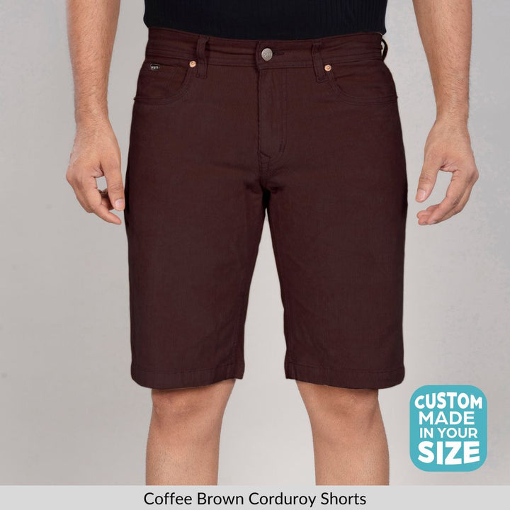 Custom Made Coffee Brown Corduroy Shorts