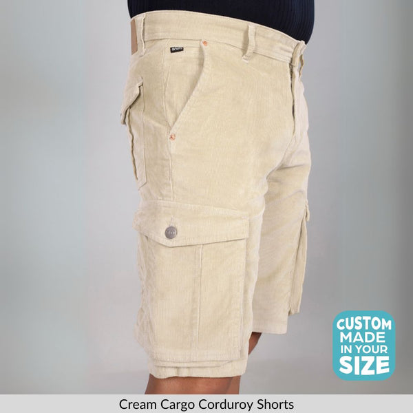 Custom Made Cream Men's Cargo Shorts