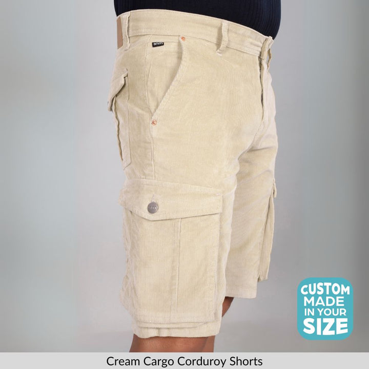 Custom Made Cream Men's Cargo Shorts