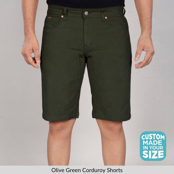 Custom Made Olive Green Men's Corduroy Shorts