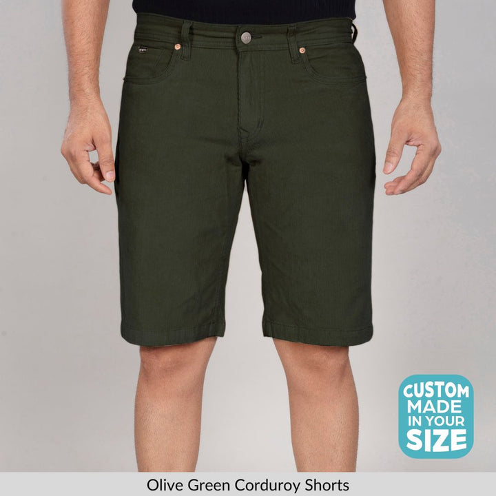 Custom Made Olive Green Men's Corduroy Shorts