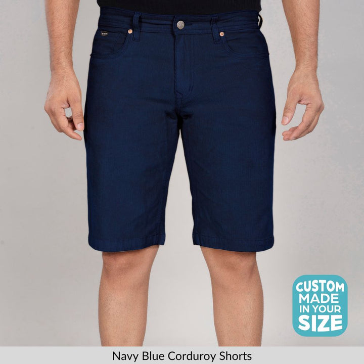 Custom Made Navy Blue Men's Corduroy Shorts