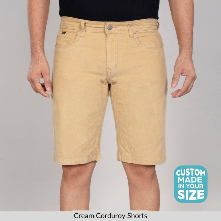 Custom Made Cream Mens Corduroy Shorts 