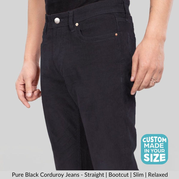 Custom made pure black Men's Straight Fit Corduroy