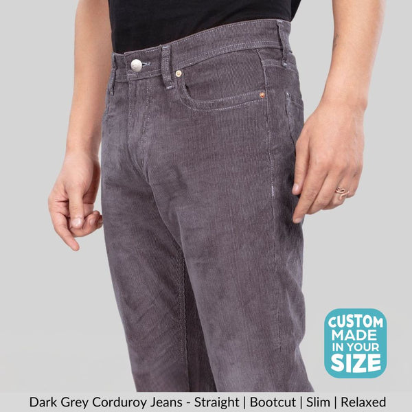 Custom made dark grey Men's Straight Fit Corduroy