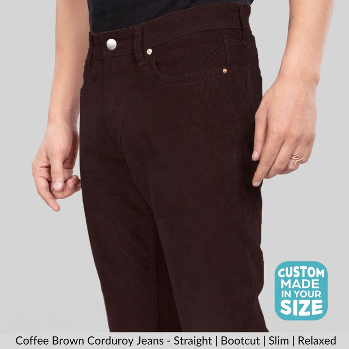 Custom made Coffee Brown Men's Straight Fit Corduroy