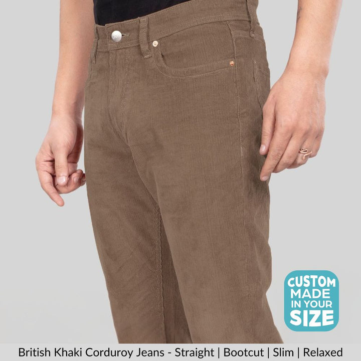 Custom made British Khaki Men's Straight Fit Corduroy