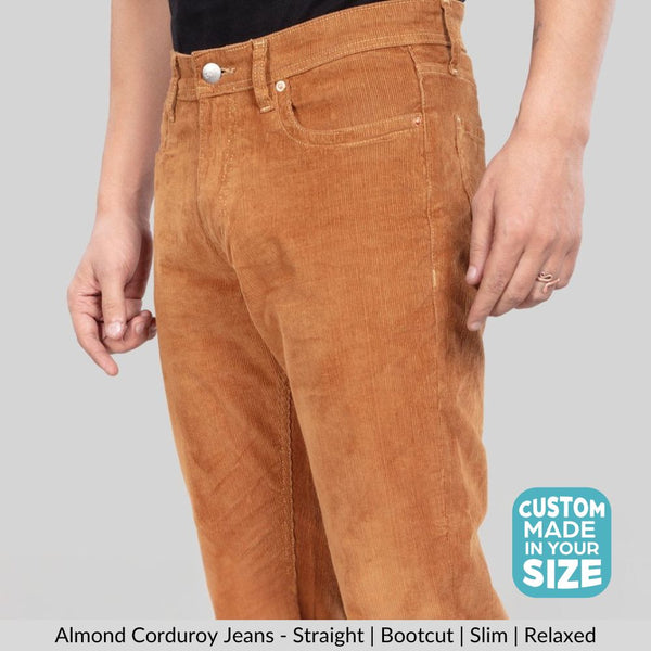 Custom made Almond Men's Straight Fit Corduroy
