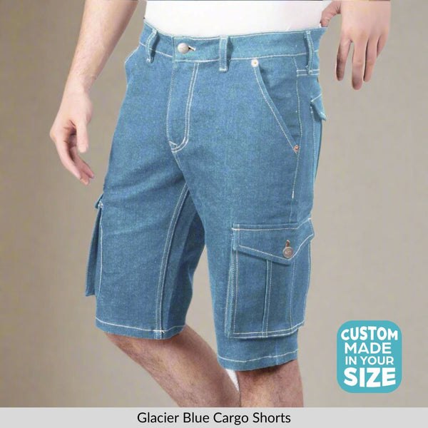 Custom made Glacier Blue Cargo shorts for Men