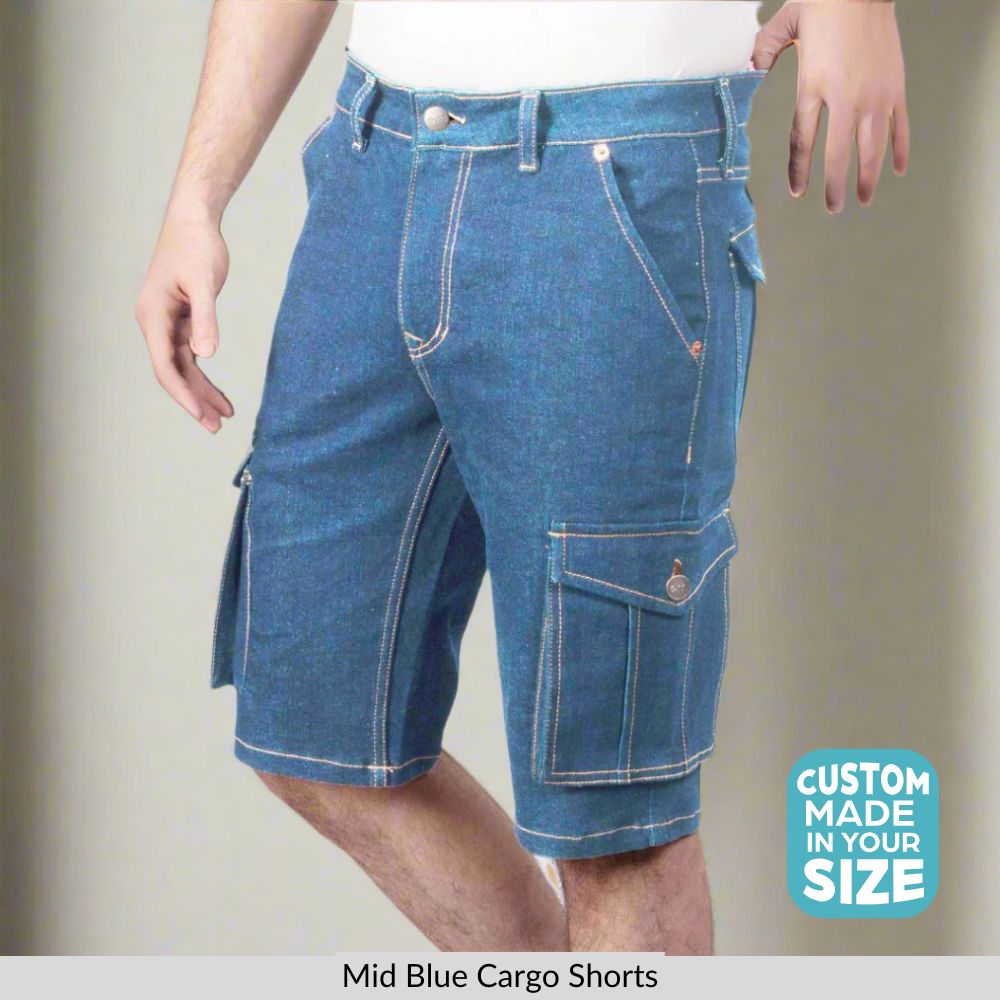 Custom Made Mid Blue Mens Cargo Shorts