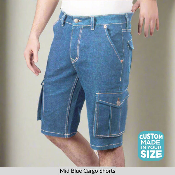 Custom Made Mid Blue Mens Cargo Shorts
