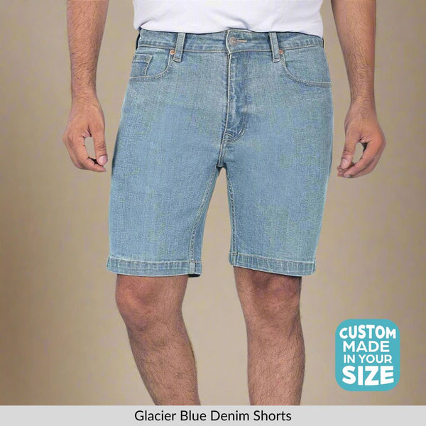 Custom Made Glacier Blue Mens Denim Shorts 
