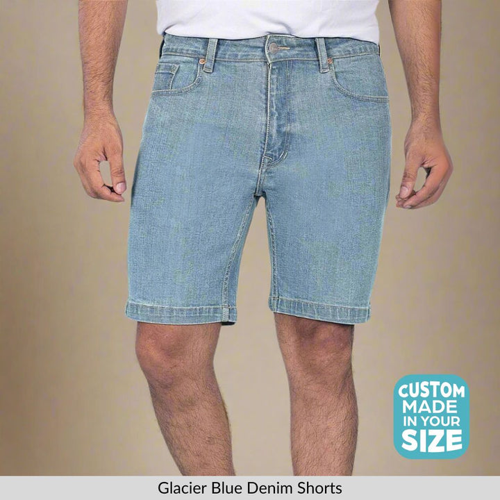 Custom Made Glacier Blue Mens Denim Shorts 