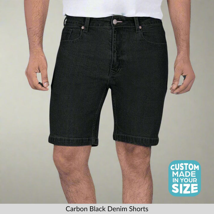 Custom Made Carbon Black Denim Shorts for men